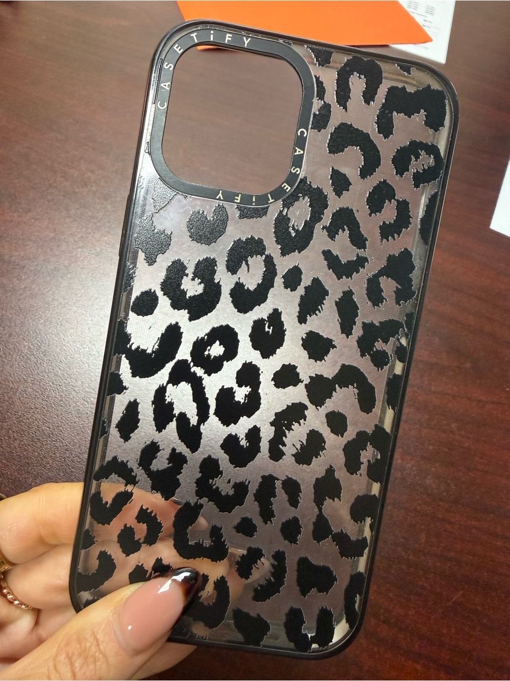 iPhone 12 Pro Max Casetify Black Leopard Print Phone Case Clear Back